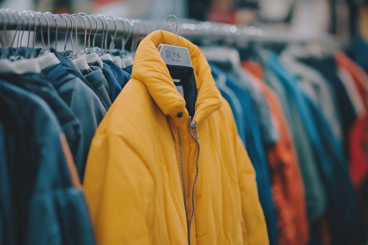 Colorful clothing racks for a swap event